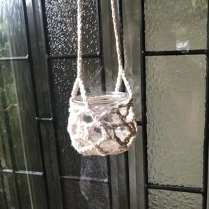 Crochet covered hanging jar
